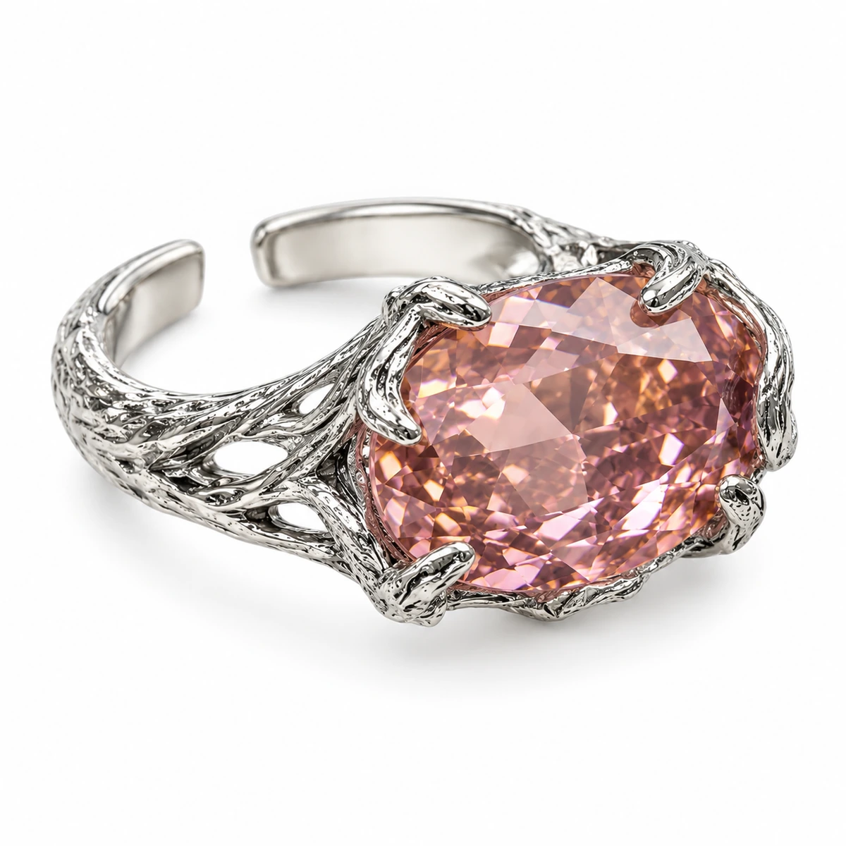 The Pink Horizontal Oval Ring, three-quarter studio view on a white background