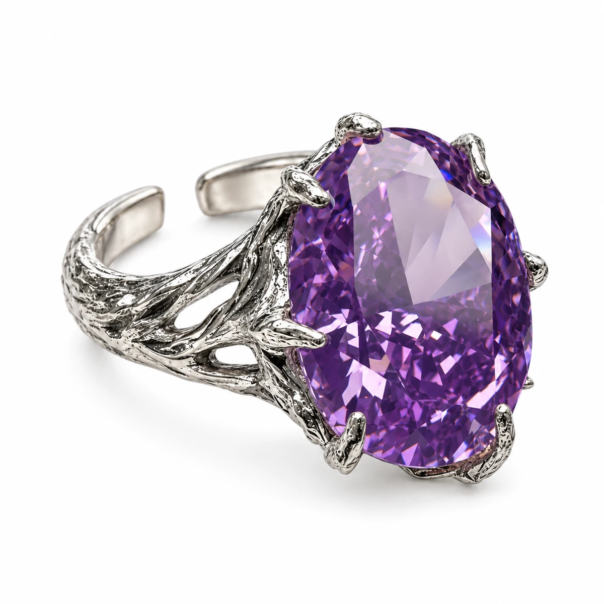 The Purple Vertical Oval Ring, three-quarter studio view on a white background