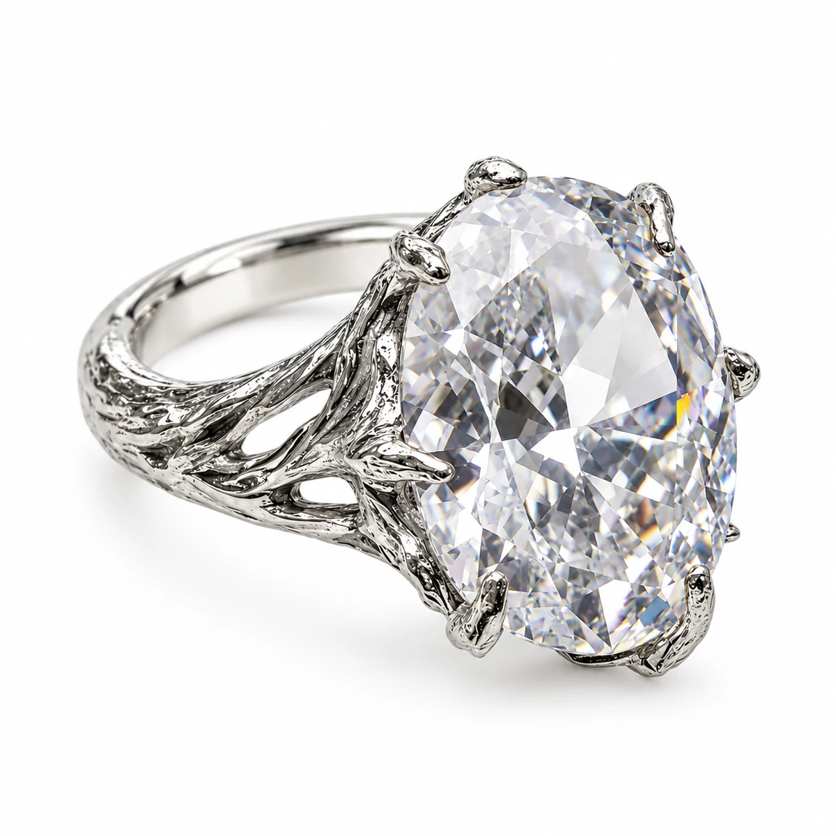 The White Vertical Oval Ring, three-quarter studio view on a white background